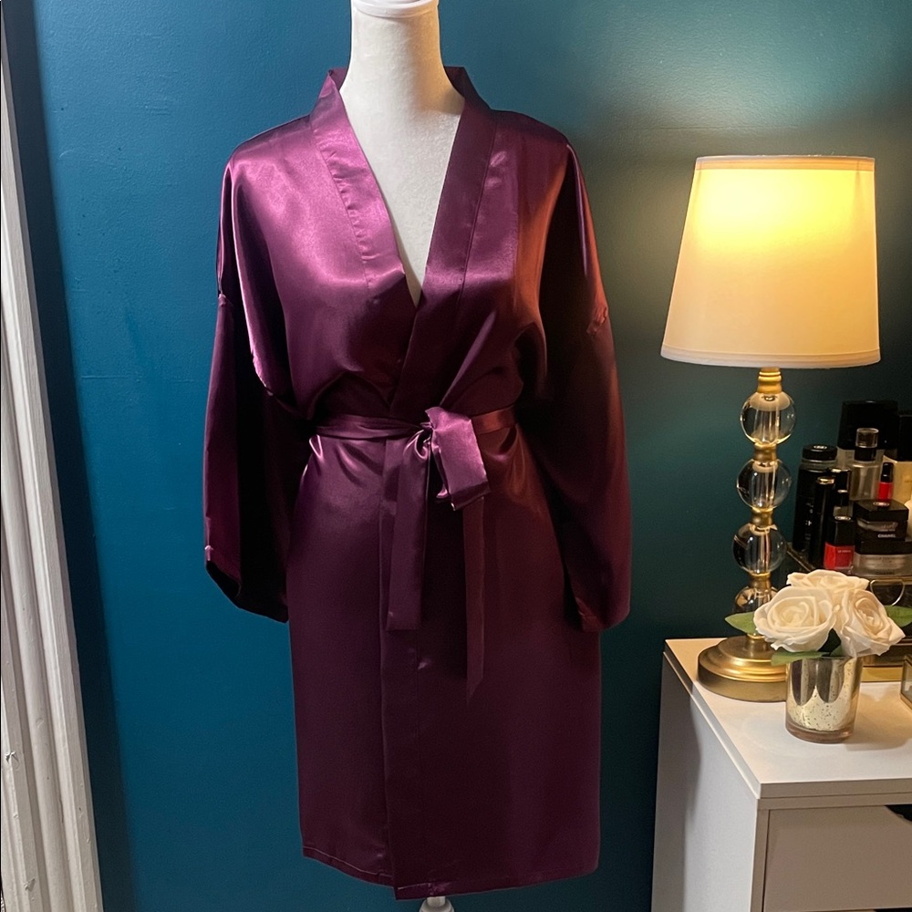 Elegant Purple Satin Robe